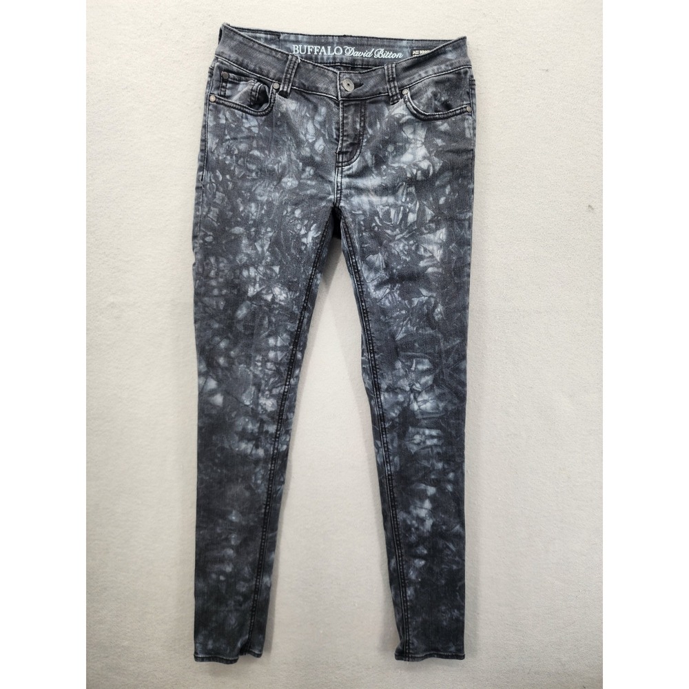 Buffalo David Bitton Jazz Skinny Jeans 27 Low Rise Black Acid‎ Wash Tie Dye Edgy